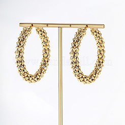 201ステンレススチール製フープピアス（女性用）  18KGP本金メッキ  リング  55x55mm&nbsp;MC0462-2