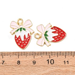 合金エナメルチャーム  イチゴのチャーム  レッド  ゴールドカラー  21x16x2mm  穴：2mm&nbsp;FIND-P035-12G