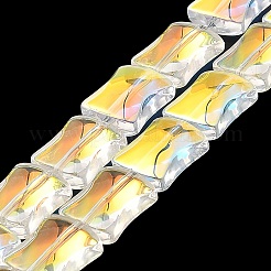 透明電気メッキガラスビーズ連売り  虹メッキ  竹の共同  クリアAB  12x10x5.5mm  穴：1mm  約49個/連  24.02''（61センチメートル）&nbsp;EGLA-H103-AB02