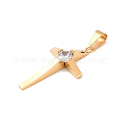 304 Stainless Steel Micro Pave Cubic Zirconia Charms&nbsp;STAS-P421-09G
