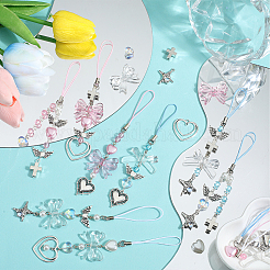アクリル＆合金の携帯ストラップDIYキット  ミックスカラー  10x11x5.5mm  穴：1.8mm  5pc&nbsp;DIY-SC0026-28