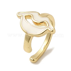 Rack Plating Brass Enamel Lip Cuff Earrings for Women&nbsp;EJEW-C097-22G