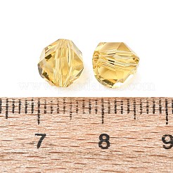 ガラス模造オーストリアクリスタルビーズ  ポリゴン  多面カット  ライトゴールデンロッドイエロー  7x7.5x7.5mm  穴：1.2mm&nbsp;GLAA-P071-02A-09