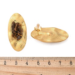 Oval Stainless Steel Stud Earrings&nbsp;EJEW-D303-01G-01