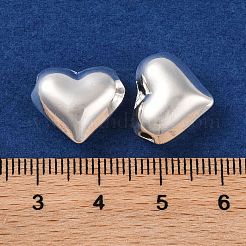 真鍮チャーム  鉛フリー＆カドミウムフリー  ハート  925銀メッキ  13.5x15.5x7.5mm  穴：2mm&nbsp;KK-U024-05P