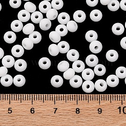 焼付塗装ガラスシードビーズ  丸い穴  ロンデル  グレードA  ホワイト  5~6x3.5~4mm  穴：1.6~1.8mm  約3000個/ポンド&nbsp;SEED-C003-02K