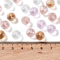 ガラスビーズ  多面カット  ロンデル  パールピンク  10x8mm  穴：1mm  約60個/54g&nbsp;LS-EGLA-A034-SM10mm-23