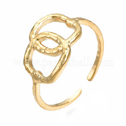 304 Stainless Steel Interlocking Oval Open Cuff Ring&nbsp;RJEW-T023-79G