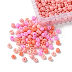 36g4色ベーキングペイントガラスシードビーズ  ピンク  8/0  3~3.5x2mm  穴：1~1.2mm  約9g /カラー&nbsp;SEED-FS0001-20B