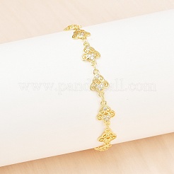Brass Micro Pave Clear Cubic Zirconia Link Chain Bracelets for Women&nbsp;BJEW-A090-09F-G