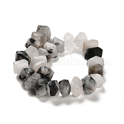 天然石ブラックルチルクォーツビーズ連売り  多面カット  ナゲット  10~11x8~10x7~8mm  穴：1mm  約22~23個/連  7.09~7.48''（18~19センチメートル）&nbsp;G-N327-05-01