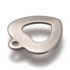 変色しない201ステンレススチールチャーム  レーザー切断  中空  ハート  ステンレス鋼色  12x10x0.5mm  穴：1mm&nbsp;STAS-I172-28P