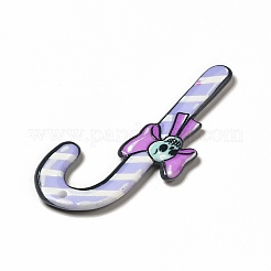 クリスマスプリントアクリルパーツ  スカル柄チャーム付き  キャンディの杖模様  57.5x29x2.5mm  穴：1.8mm&nbsp;MACR-K330-15A