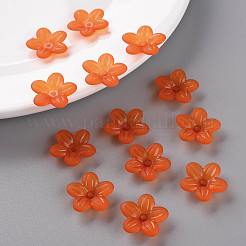 つや消しアクリルビーズキャップ  5花びら  花  レッドオレンジ  19.5x20x5.5mm  穴：1.6mm  約740個/500g&nbsp;MACR-S371-08A-726