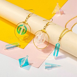 10個5スタイル透明アクリルパーツ  レーザースタイル  ループ  3Dトライアングル＆菱形＆リング＆弾丸  透明  2個/スタイル&nbsp;KY-LS0001-07