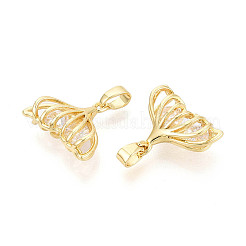 Brass Micro Pave Clear Cubic Zirconia Pendants&nbsp;KK-N259-07G