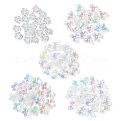 100個 5スタイル UVメッキアクリルビーズキャップ  虹色の  3枚の花びらの花  ミックスカラー  8~12x8~12x2~4mm  穴：1.4~1.5mm  20個/スタイル&nbsp;FIND-FS0002-87