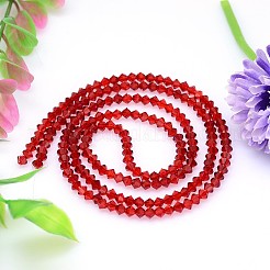 カット加工模造オーストリアクリスタルビーズ連売り  グレードAAA  双円錐形  レッド  10x10mm  穴：0.9~1mm  約40個/連  15.7インチ&nbsp;G-M180-10mm-05A