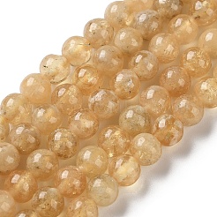 天然黄色ガーネットビーズ連売り  ラウンド  6mm  穴：1mm  約66個/連  15.75''（40センチメートル）&nbsp;G-Z129-C01-6mm-02