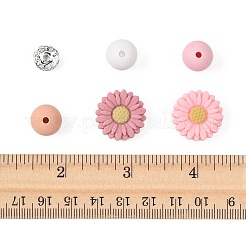 DIYデイジーラウンドビーズファインディングキット  シリコンと真鍮のラインストーンビーズを含む  ダークサーモン  19x7.5mm  穴：2.5mm&nbsp;DIY-FS0010-24B