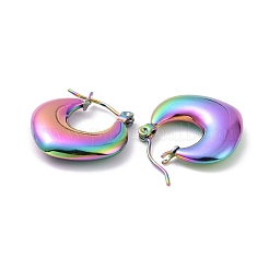 イオンプレーティング（IP）レインボーカラー 304 ステンレススチール チャンキー ロンバス フープ イヤリング（女性用）  19x19.5x4mm  ピン：0.8mm&nbsp;EJEW-G293-22M