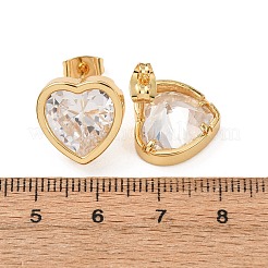 Brass Cubic Zirconia Stud Earrings for Women&nbsp;EJEW-F418-09G
