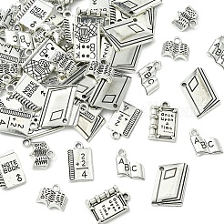 教師の日のためのチベットスタイルの合金ペンダント60個  本  アンティークシルバー  11~19x10.5~14x1.5~3.5mm  穴：1.2~2mm&nbsp;TIBEP-FS0001-22