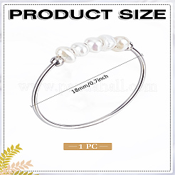 女性用ステンレススチール指輪1個  天然淡水パールビーズ付き  ステンレス鋼色  内径：18mm&nbsp;RJEW-LP0002-31P