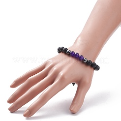 Natural Malaysia Jade(Dyed) & Lava Rock & Synthetic Hematite Braided Bead Bracelet&nbsp;BJEW-JB08144-07