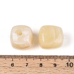 不透明なアクリルビーズ  正方形  古いレース  17x16x16mm  穴：2.7mm&nbsp;OACR-ZX006-33A