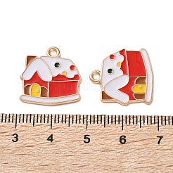 合金エナメルチャーム  クリスマステーマ  ライトゴールド  ハウス  18.5x18x1.2mm  穴：1.6mm&nbsp;ENAM-I061-01KCG-09