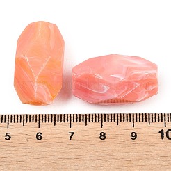 不透明アクリル天然石風ビーズ  ポリゴン  多面カット  ツートン  ライトコーラル  27x16.5x16.5mm  穴：3.5mm  約135個/500g&nbsp;OACR-G064-06A