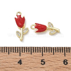 Brass Micro Pave Clear Cubic Zirconia and Enamel Charms&nbsp;KK-A300-22G-02