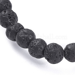 天然溶岩ロックビーズストレッチブレスレット  ラウンド  内径：2-1/4インチ（5.6cm）  ビーズ：4.5mm&nbsp;BJEW-G623-02-4mm