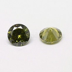 キュービックジルコニアカボション  グレードA  多面カット  ダイヤモンド  オリーブ  10x5.5~6mm&nbsp;ZIRC-M002-10mm-006