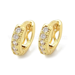 Brass Micro Pave Clear Cubic Zirconia Hoop Earrings&nbsp;LS-EJEW-D311-077G