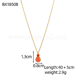 304ステンレススチールシェル型ペンダントネックレス  エナメル  イオンプレーティング（ip）  レッド  18KGP本金メッキ  17.72インチ（45cm）&nbsp;NJEW-OY002-54G