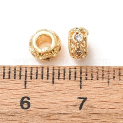 Brass Micro Pave Clear Cubic Zirconia Spacer Beads&nbsp;KK-F942-10G