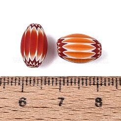 手作りのミルフィオリガラス樽ビーズ  シェブロンビーズ  レッドオレンジ  10~14x6~9mm  穴：0.5~2.5mm&nbsp;LS-LA-N002-03G
