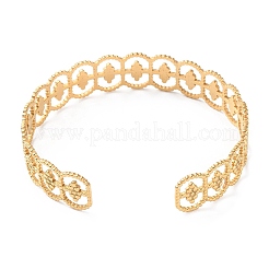 304 Stainless Steel Hollow Oval Cuff Bangles&nbsp;BJEW-F457-11G