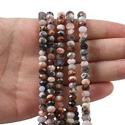 天然の赤い樹木瑪瑙ツリーアゲートのビーズ連売り  多面カット  ロンデル  5.5~6.5x4.5mm  穴：1mm  約91~94個/連  15.35''（39cm）〜15.43''（39.2cm）&nbsp;G-D344-A21