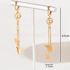 ファッショナブルでカジュアルなバタフライタッセル201ステンレススチールフレンチフックピアス  18KGP本金メッキ  65x11mm&nbsp;PX9736