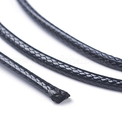 編み込み韓国のワックスポリエステルコード  ブラック  2mm  約5 M /袋&nbsp;YC-WH0001-08