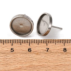 201 ステンレススチールスタッドピアス金具  フラットラウンド  316ステンレス鋼  ステンレス鋼色  トレイ：12.5mm  14mm  ピン：0.8x11mm&nbsp;STAS-D379-10E-P