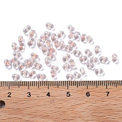 蓄光ガラスシードビーズ  暗闇で光る  ピーナッツ  ライトサーモン  2.5x4x2mm  穴：0.8mm  約250個/10g&nbsp;X1-SEED-A033-07C