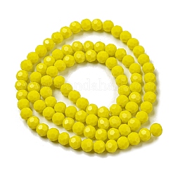 不透明ガラスビーズスタンド  ファセット（32ファセット）  ラウンド  きいろ  6mm  穴：1mm  約98個/連  20.47''（52センチメートル）&nbsp;EGLA-A035-P6mm-D04