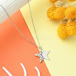 変色しない304ステンレススチール製ペンダントネックレス（女性用）  スター  17.24インチ（43.8cm）  ペンダント：24.5x26mm&nbsp;NJEW-JN04387-01