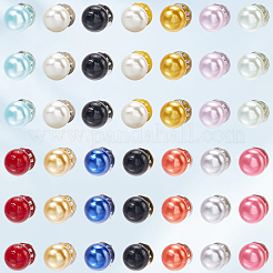 56個 14色 イミテーションパールブローチ  服飾材料  ラウンド  ミックスカラー  16.5x12mm  4個/カラー&nbsp;BUTT-SC0001-03