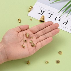 チベット風合金ビーズキャップ  混合図形  アンティーク黄金  5~20x2~10mm  穴：0.5mm&nbsp;TIBE-MSMC004-AG