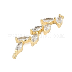 真鍮製ラインストーンペンダント  葉  18KGP本金メッキ  38x9x3.5mm  穴：1mm&nbsp;KK-S395-04G